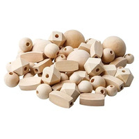 Natural Wooden Raw Beads Mix - 92pk