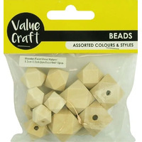Wooden Beads - Faceted Natural 13 pieces