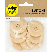 Natural Round Wooden Button 4cm - 8 pack