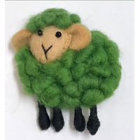 Green Sheep Felt Brooch