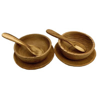 Papoose Teak Small Bowl, Plate & Mini Spoon Set