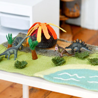 Large Dinosaur Land with Volcano Play Mat
