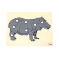Wooden Montessori Knob Puzzle - Hippo