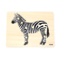 Wooden Montessori Knob Puzzle - Zebra