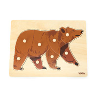 Wooden Montessori Knob Puzzle - Bear