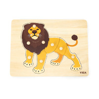 Wooden Montessori Knob Puzzle - Lion