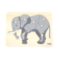 Wooden Montessori Knob Puzzle - Elephant