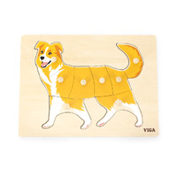 Wooden Montessori Knob Puzzle - Dog