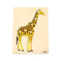 Wooden Montessori Knob Puzzle - Giraffe