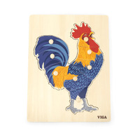 Wooden Montessori Knob Puzzle - Rooster